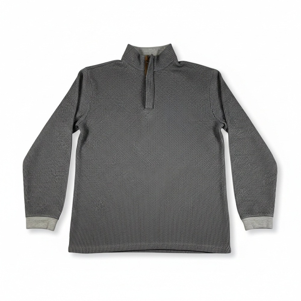 Haggar‎ Mens Size Small Gray Micro Pattern Quarter Zip Up Pullover Sweater